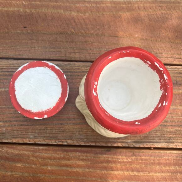 Vintage 1970s Hand Painted Santa Claus Candy Jar 6" Ceramic Christmas Decor OOAK - Picture 11 of 16